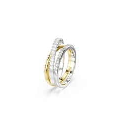 Hyperbola ring, Mixed cuts, White, Mixed metal finish