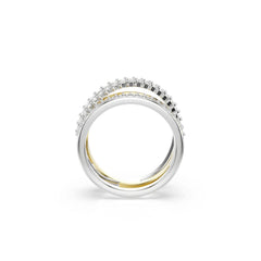 Hyperbola ring, Mixed cuts, White, Mixed metal finish