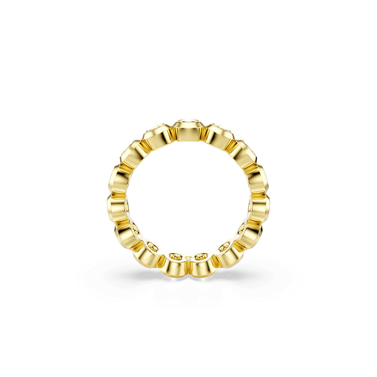Imber ring, Round cut, White, Gold-tone plated