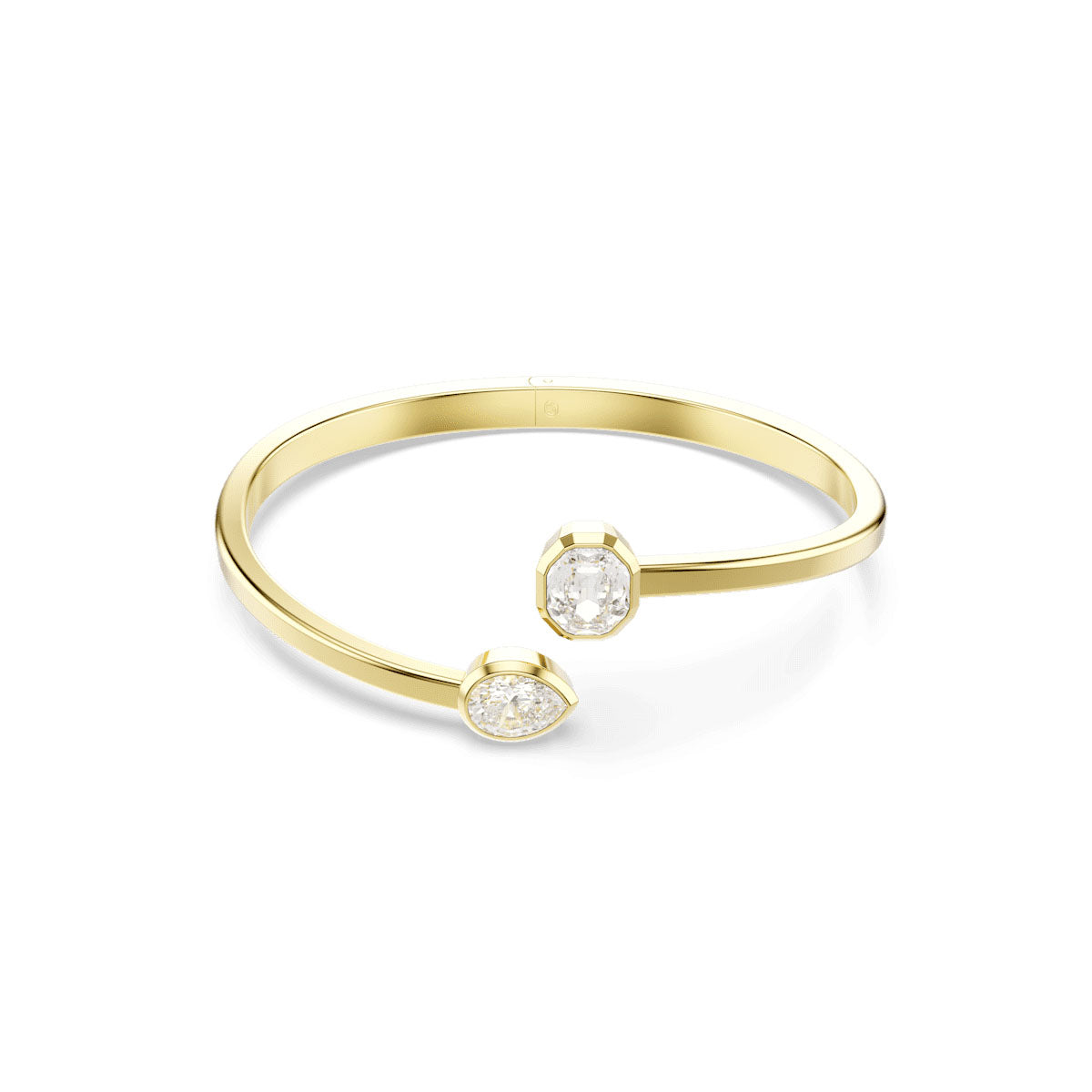 Imber bangle, Mixed cuts, White, Gold-tone plated