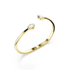 Imber bangle, Mixed cuts, White, Gold-tone plated