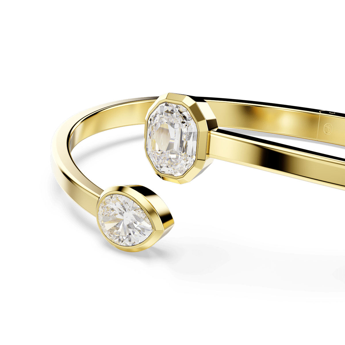 Imber bangle, Mixed cuts, White, Gold-tone plated