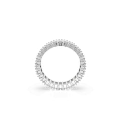 Matrix ring, Baguette cut, White, Silver-tone finish