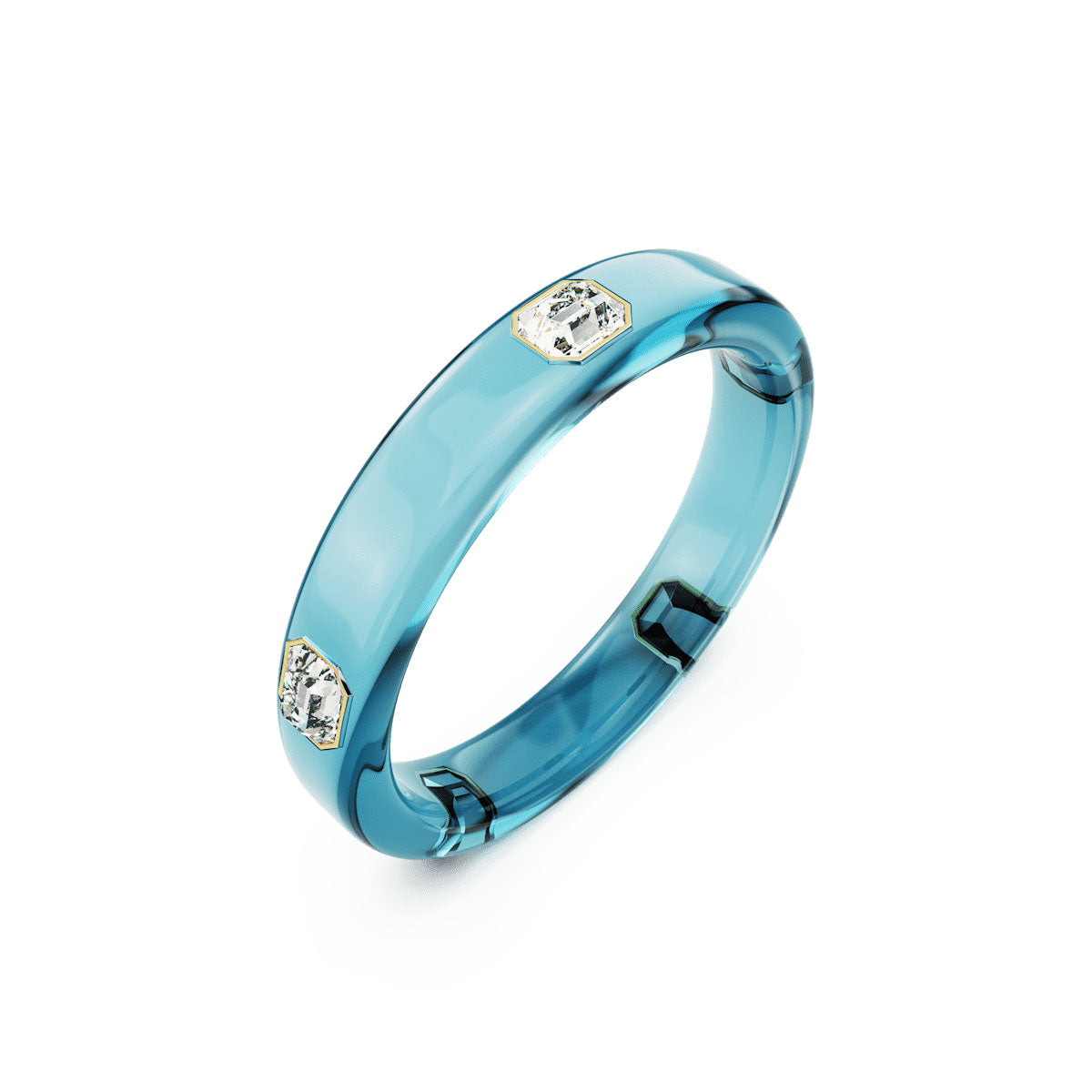 Dulcis bangle, Octagon cut, Blue, Gold-tone plated