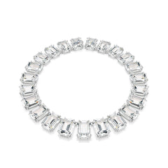 Millenia Tennis necklace, Oversized crystals, Octagon cut, White, Rhodium plated