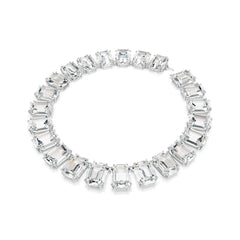 Millenia Tennis necklace, Oversized crystals, Octagon cut, White, Rhodium plated