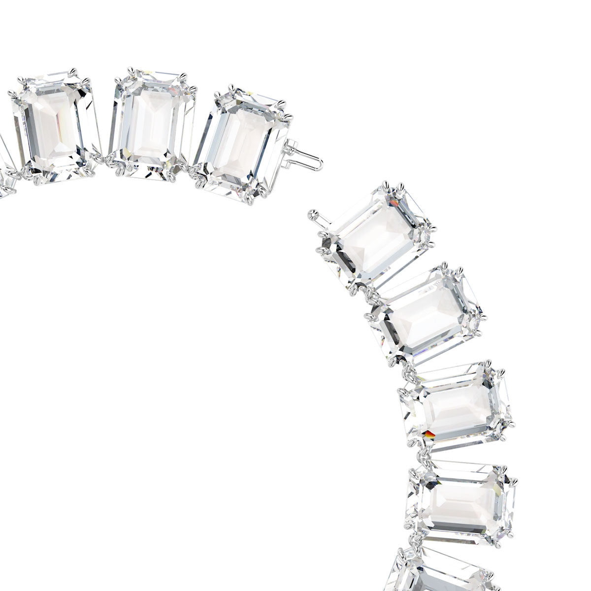 Millenia Tennis necklace, Oversized crystals, Octagon cut, White, Rhodium plated