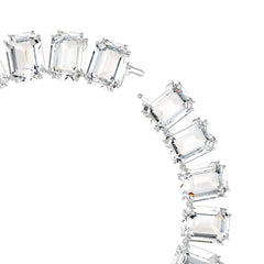 Millenia Tennis necklace, Oversized crystals, Octagon cut, White, Rhodium plated