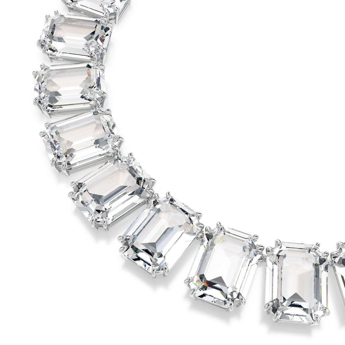 Millenia Tennis necklace, Oversized crystals, Octagon cut, White, Rhodium plated