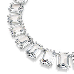 Millenia Tennis necklace, Oversized crystals, Octagon cut, White, Rhodium plated