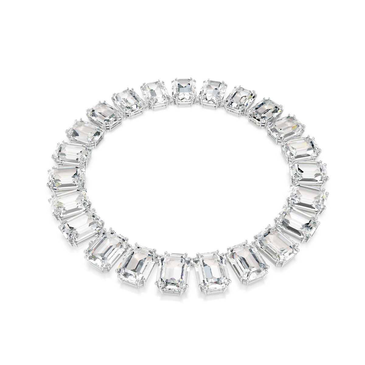 Millenia Tennis necklace, Oversized crystals, Octagon cut, White, Rhodium plated