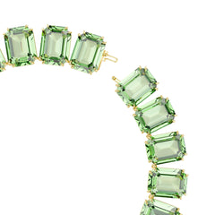 Millenia Tennis necklace, Oversized crystals, Octagon cut, Green, Gold-tone plated