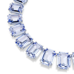 Millenia Tennis necklace, Oversized crystals, Octagon cut, Blue, Rhodium plated