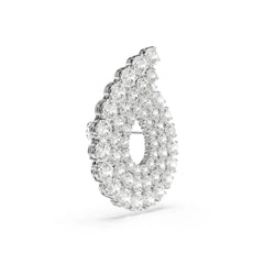 Matrix brooch, Round cut, White, Rhodium plated