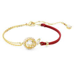 Snake bracelet, Crystal pearl, Mixed cuts, Year of the Snake, Red, Gold-tone plated