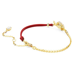 Snake bracelet, Crystal pearl, Mixed cuts, Year of the Snake, Red, Gold-tone plated