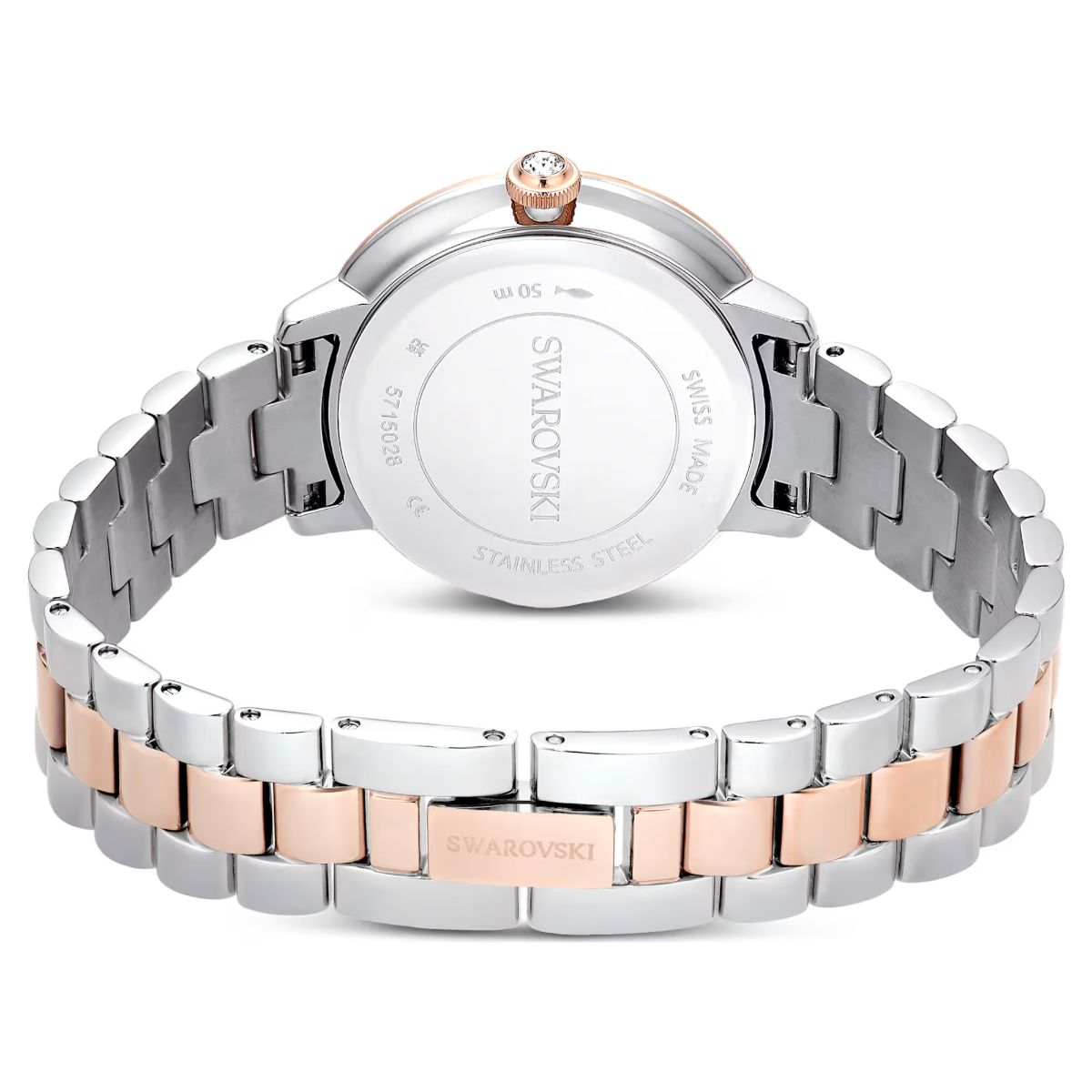 Matrix 3-link watch Swiss Made, Metal bracelet, Silver tone, Rose gold-tone finish