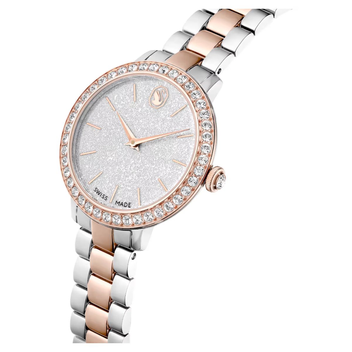 Matrix 3-link watch Swiss Made, Metal bracelet, Silver tone, Rose gold-tone finish