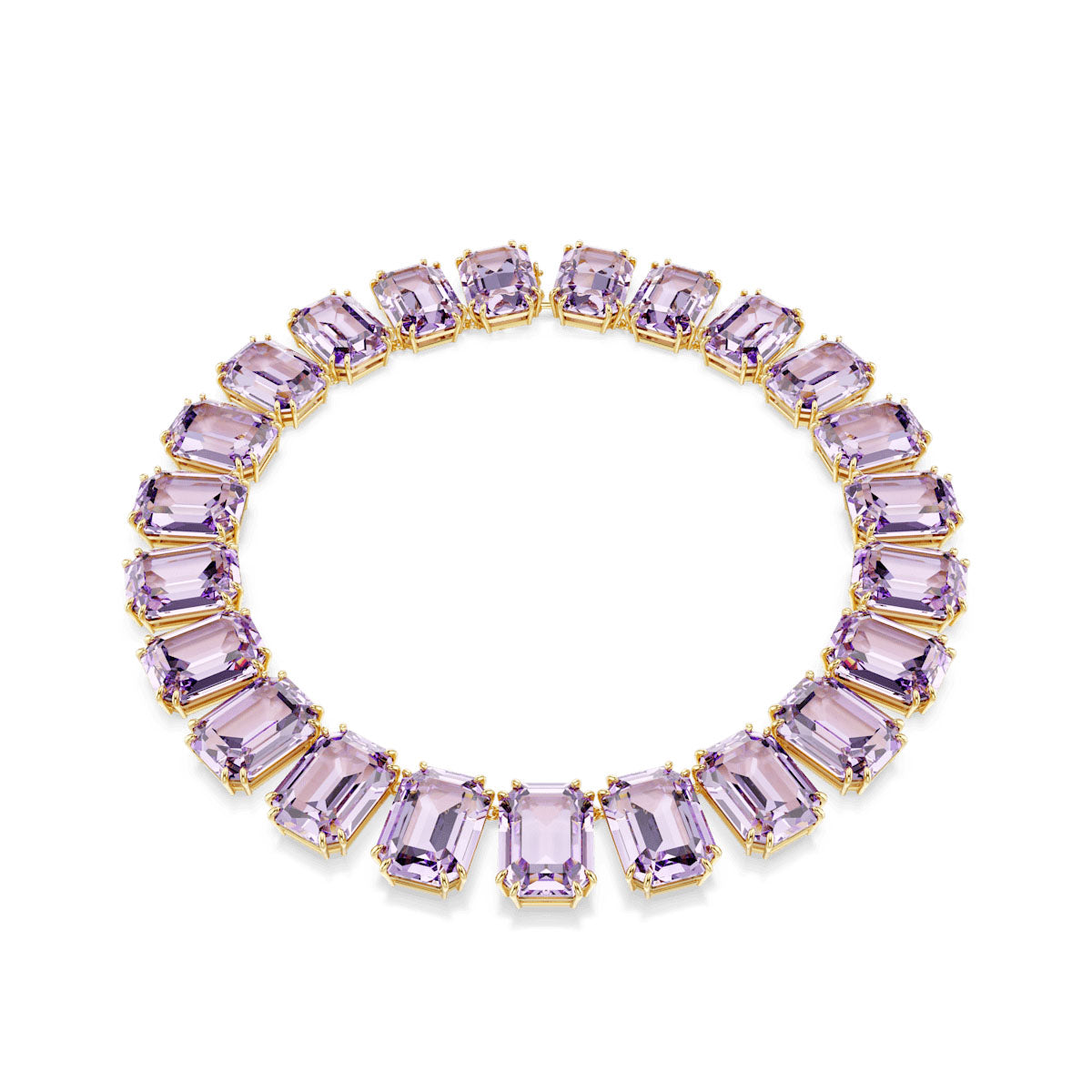 Millenia Tennis necklace, Octagon cut, Purple, Gold-tone plated