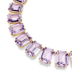 Millenia Tennis necklace, Octagon cut, Purple, Gold-tone plated