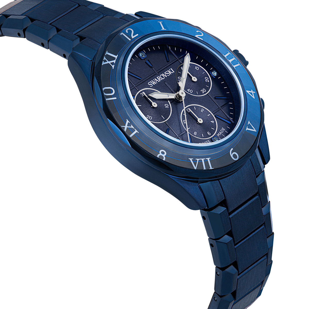 Watch, 39mm, Swiss Made, Metal bracelet, Blue, Blue finish