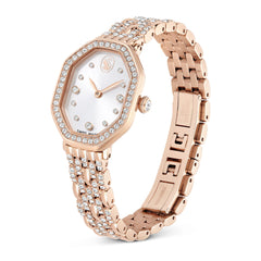 Dextera Octagon watch, Swiss Made, Metal bracelet, Gold tone, Rose gold-tone finish