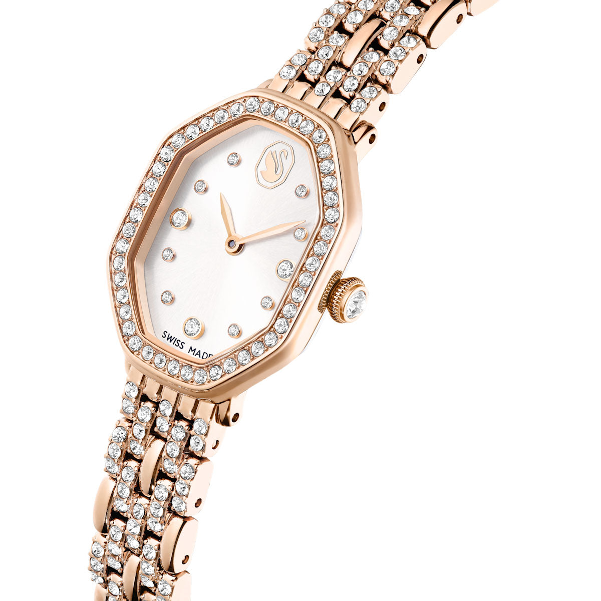 Dextera Octagon watch, Swiss Made, Metal bracelet, Gold tone, Rose gold-tone finish
