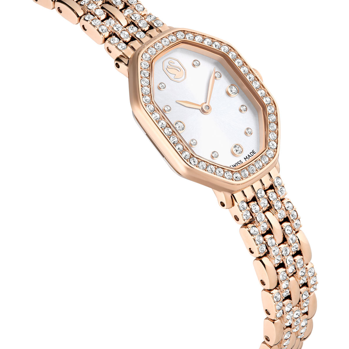 Dextera Octagon watch, Swiss Made, Metal bracelet, Gold tone, Rose gold-tone finish