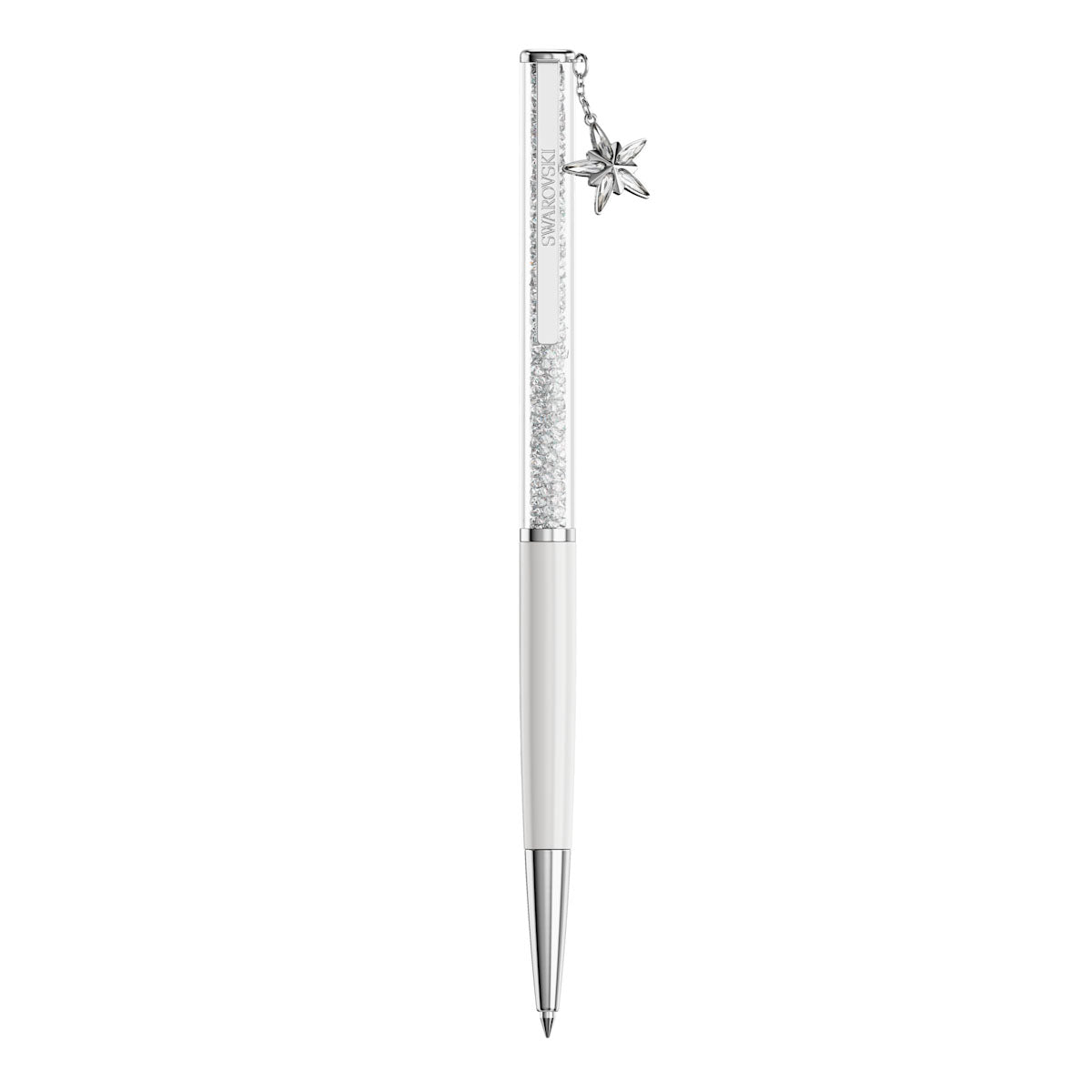 Crystalline Silk ballpoint pen, White, White lacquered, Chrome plated