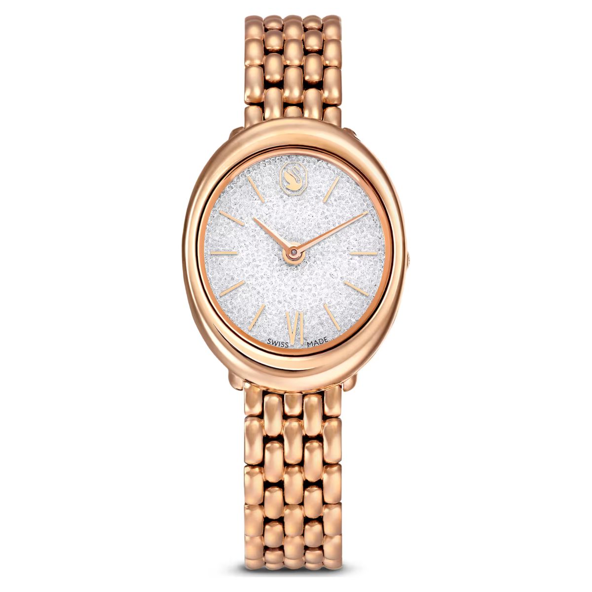 Imber oval watch Swiss Made, Metal bracelet, Gold tone, Rose gold-tone finish