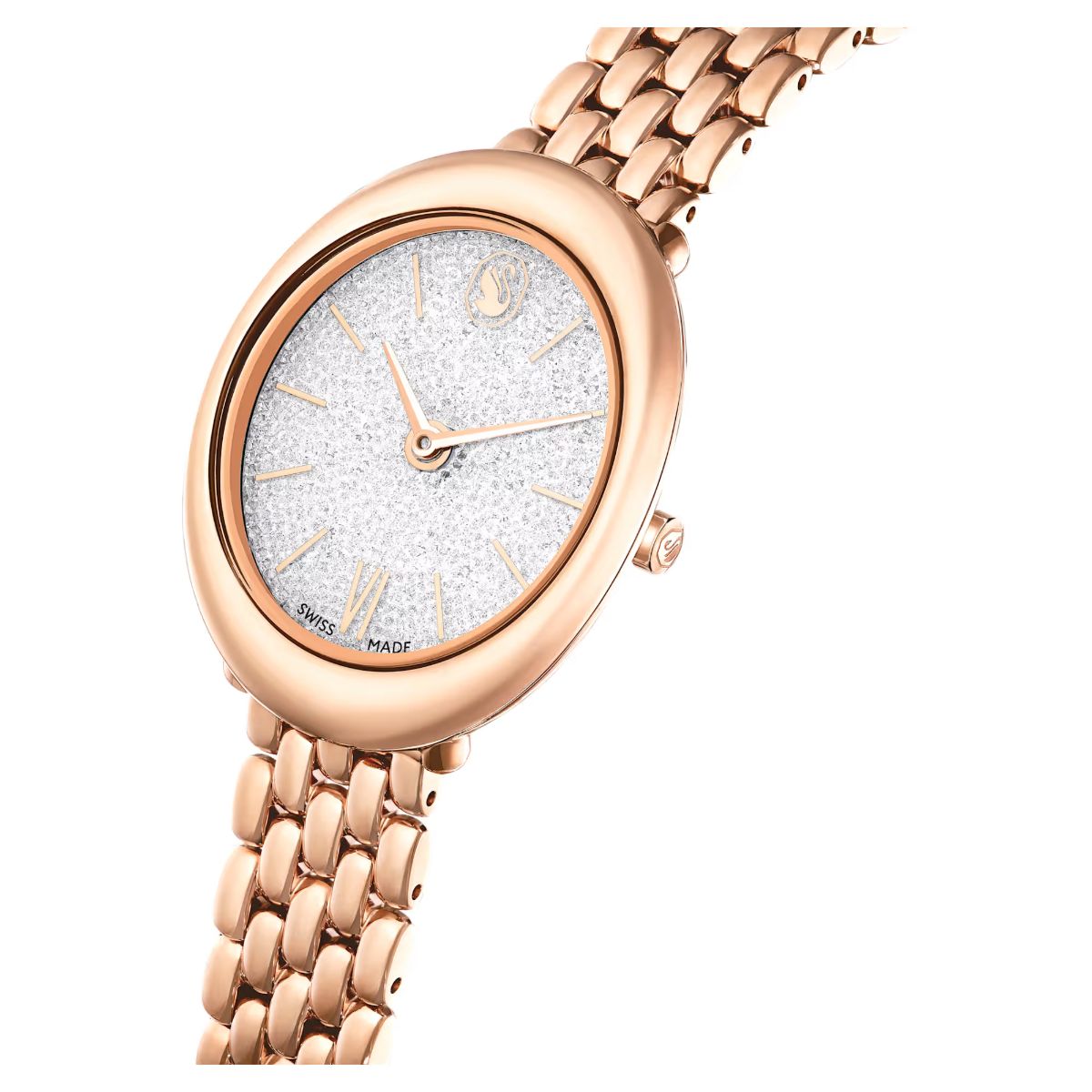 Imber oval watch Swiss Made, Metal bracelet, Gold tone, Rose gold-tone finish