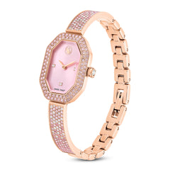 Dextera bangle watch, Swiss Made, Metal bracelet, Pink, Rose gold-tone plated