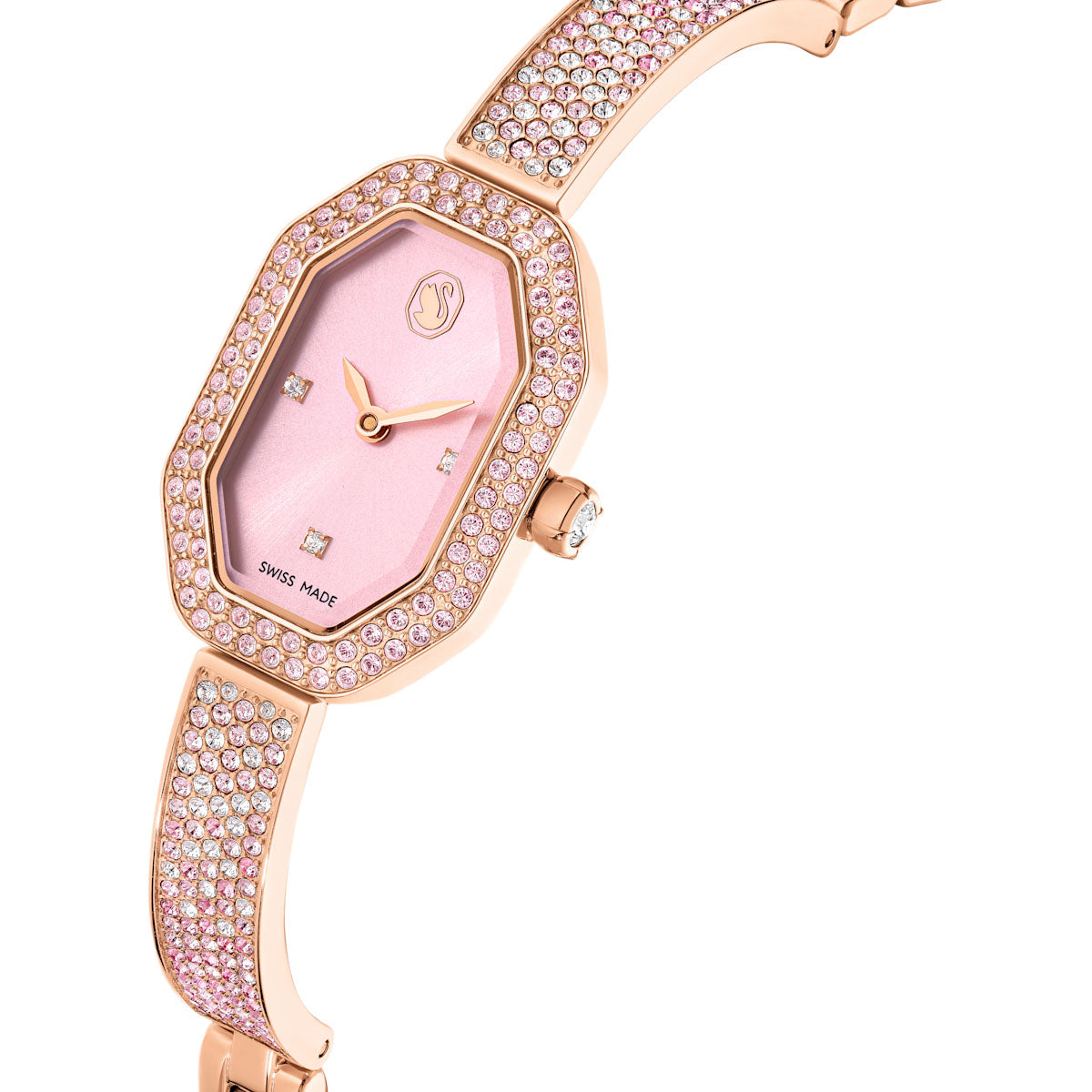 Dextera bangle watch, Swiss Made, Metal bracelet, Pink, Rose gold-tone plated