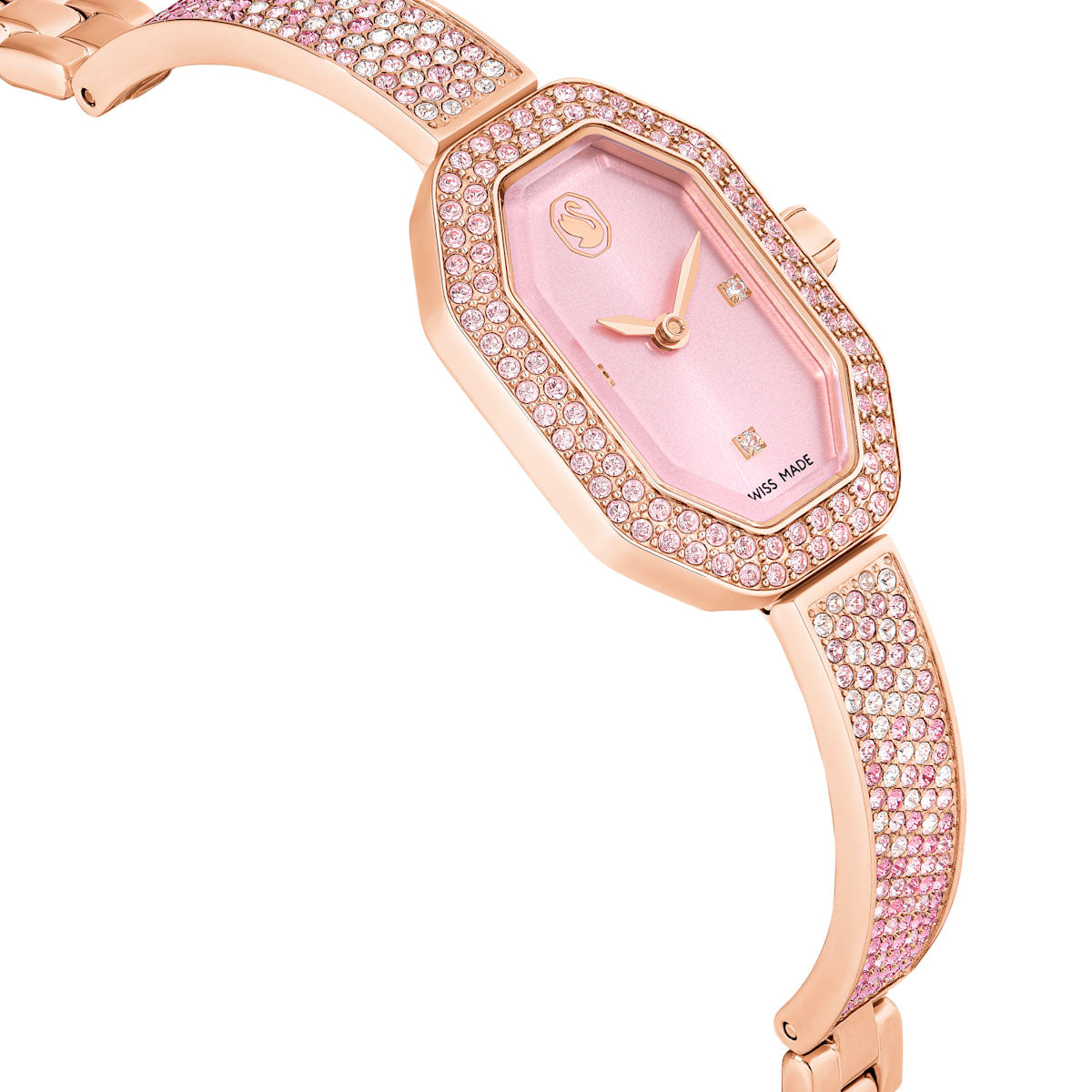 Dextera bangle watch, Swiss Made, Metal bracelet, Pink, Rose gold-tone plated