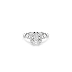Una Angelic ring, Round cut, White, Silver-tone finish