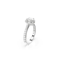 Una Angelic ring, Round cut, White, Silver-tone finish