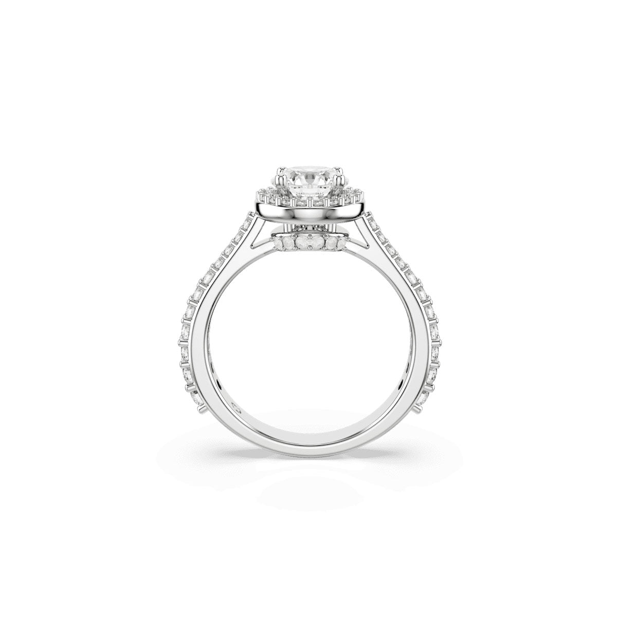 Una Angelic ring, Round cut, White, Silver-tone finish