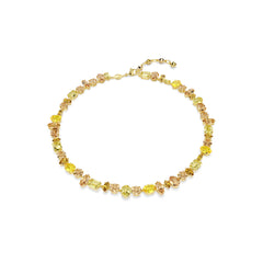 Gema Tennis necklace, Mixed cuts, Yellow, Gold-tone plated