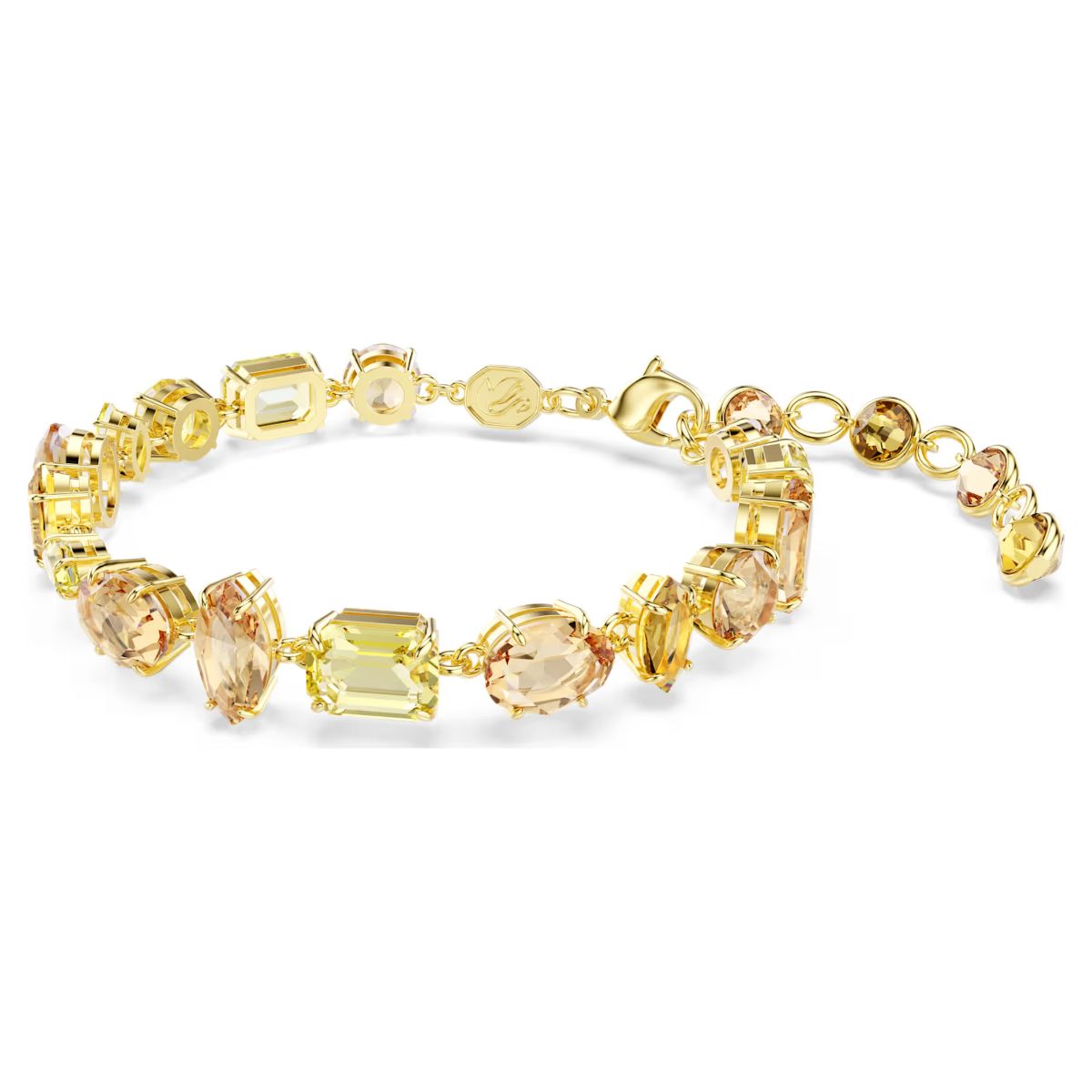 Gema bracelet Mixed cuts, Yellow, Gold-tone plated