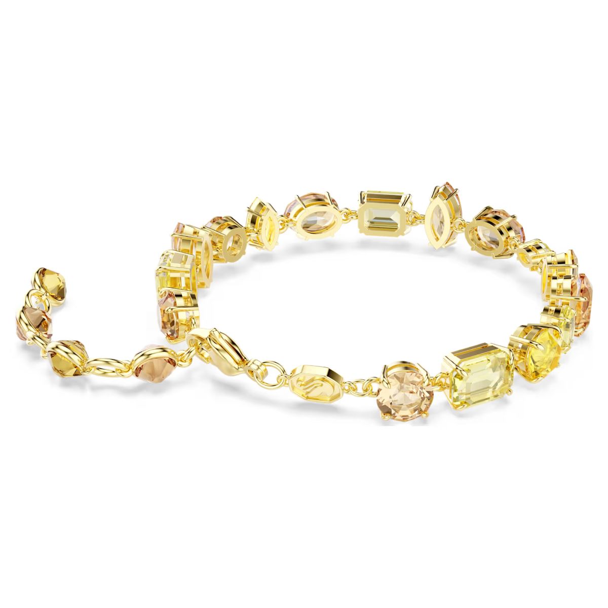 Gema bracelet Mixed cuts, Yellow, Gold-tone plated