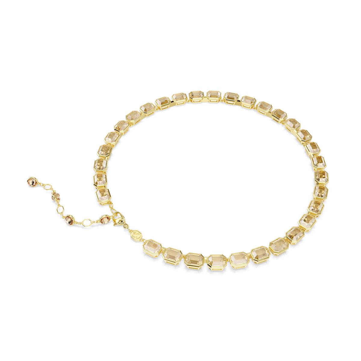 Millenia Tennis necklace, Octagon cut, Yellow, Gold-tone plated