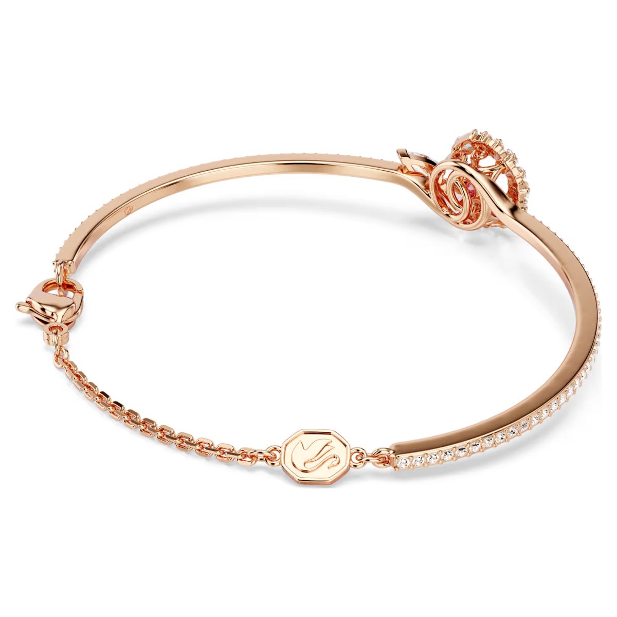 Snake bangle, Mixed cuts, Year of the Snake, Red, Rose gold-tone plated