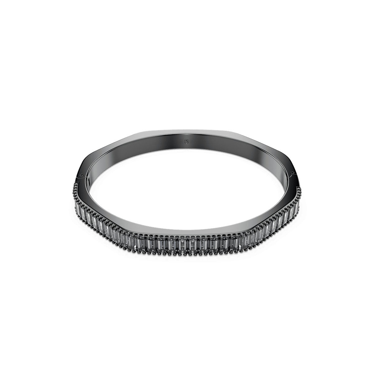Matrix bangle, Baguette cut, Octagon shape, Gray, Ruthenium plated