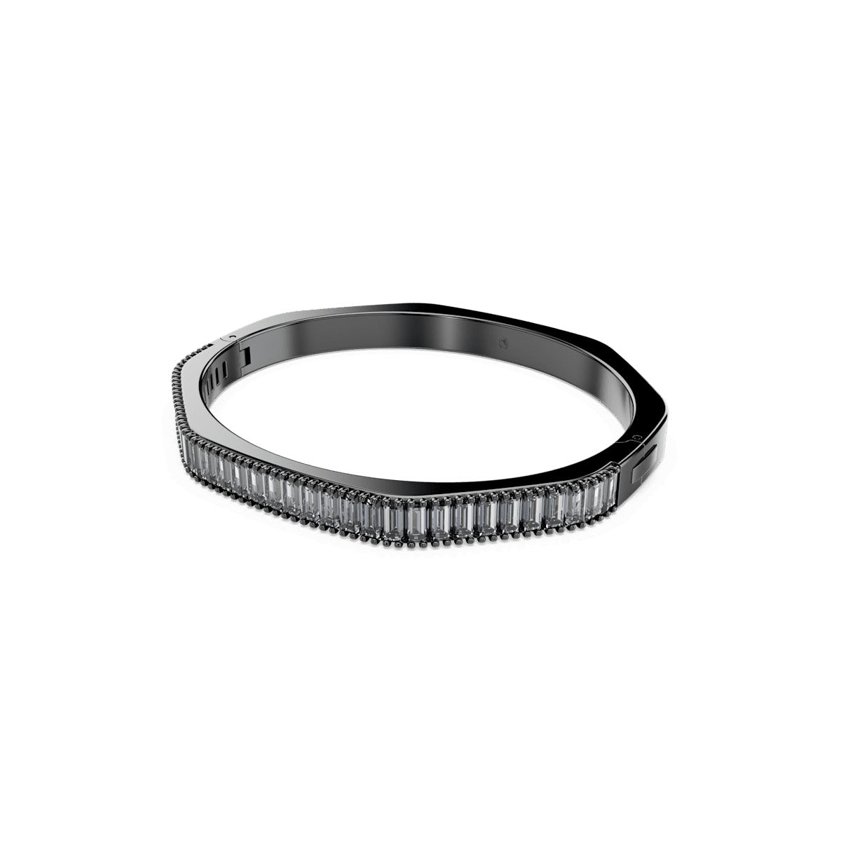 Matrix bangle, Baguette cut, Octagon shape, Gray, Ruthenium plated