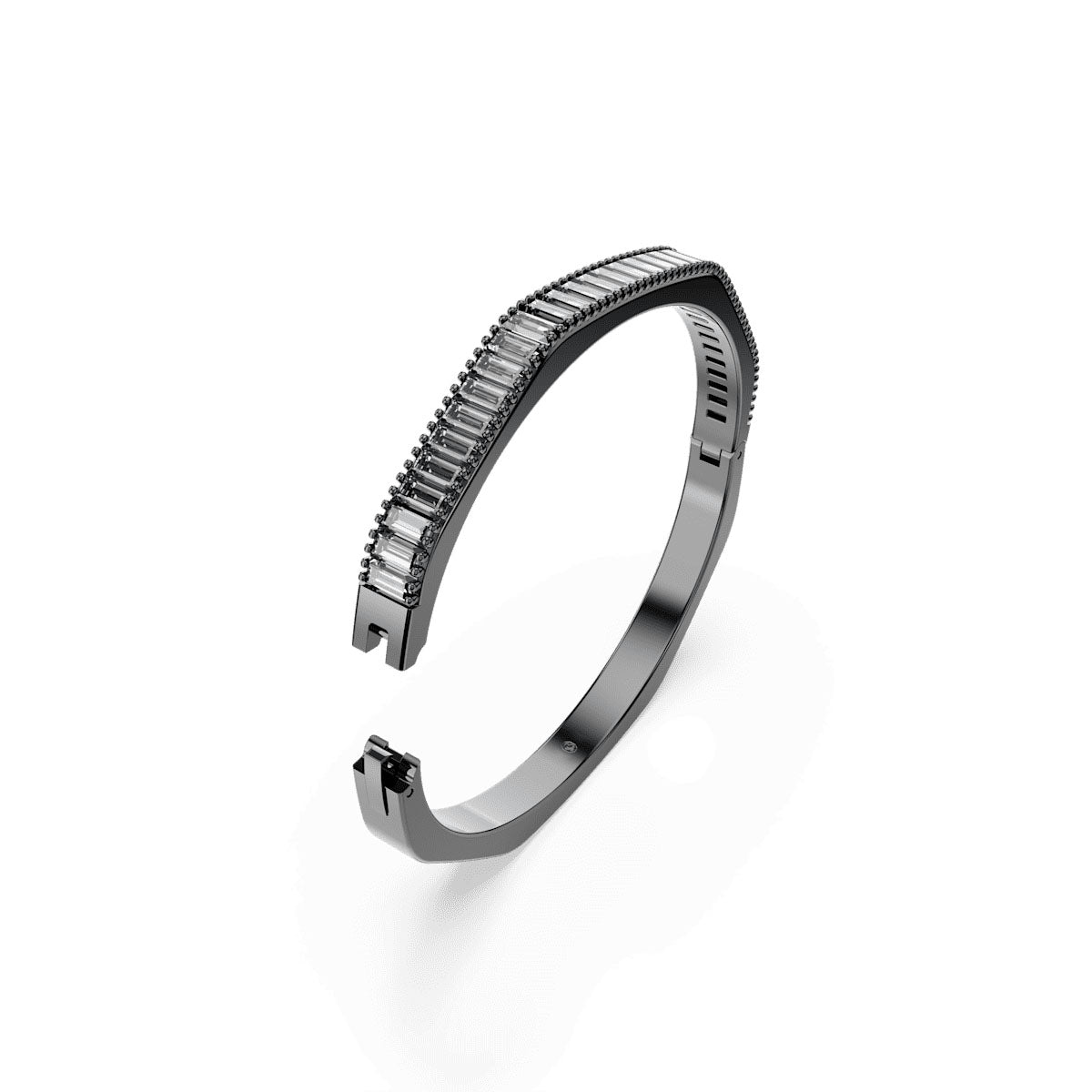 Matrix bangle, Baguette cut, Octagon shape, Gray, Ruthenium plated