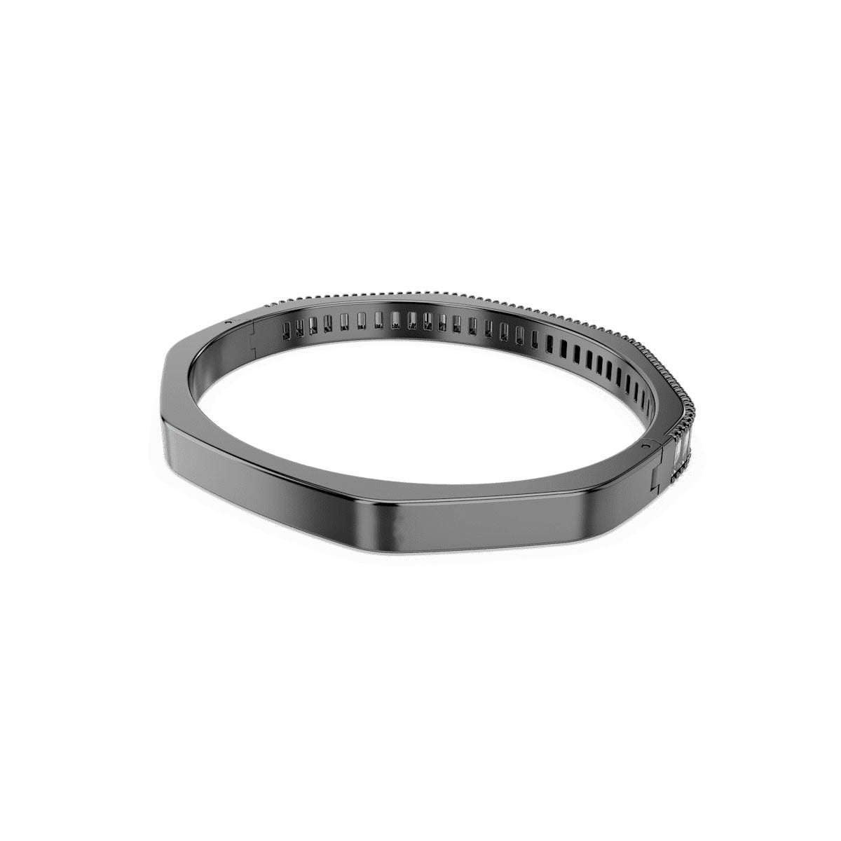 Matrix bangle, Baguette cut, Octagon shape, Gray, Ruthenium plated