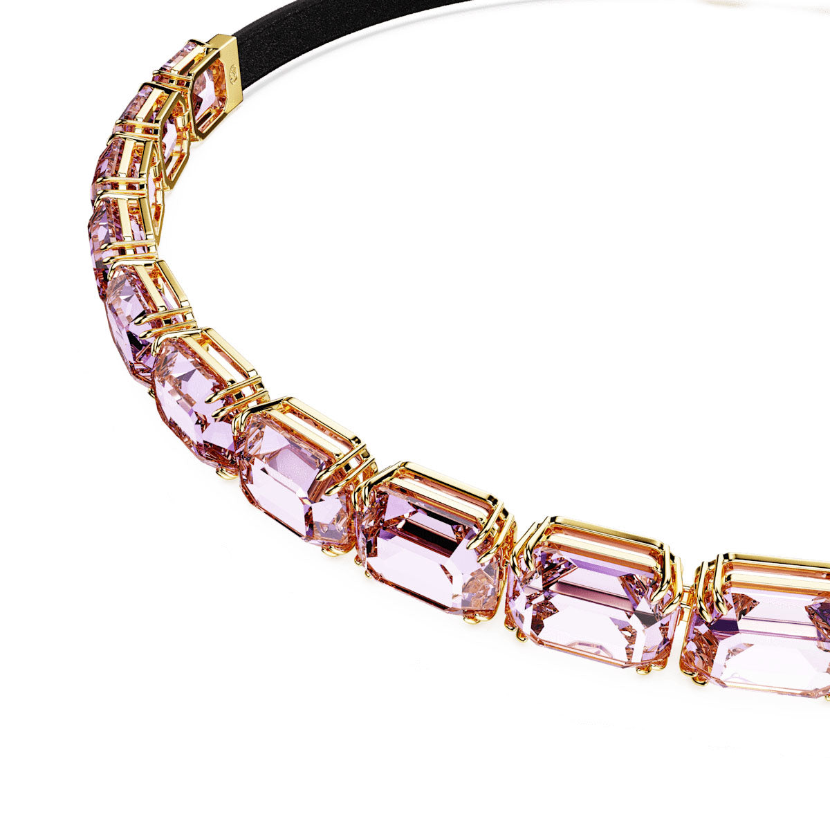 Millenia Tennis choker, Octagon cut, Purple, Gold-tone plated