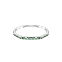 Matrix bangle, Baguette cut, Octagon shape, Green, Rhodium plated