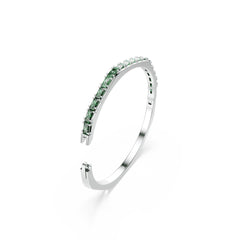 Matrix bangle, Baguette cut, Octagon shape, Green, Rhodium plated