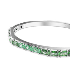 Matrix bangle, Baguette cut, Octagon shape, Green, Rhodium plated